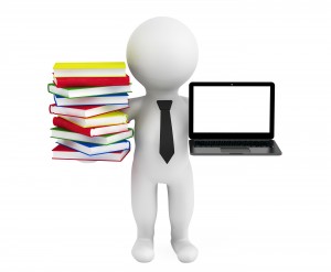 3D Person Holding A Laptop And Books
