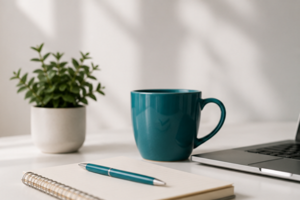 Author workspace with to-do list and books for professional book promotion services